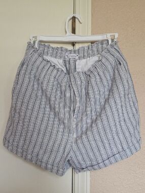 Carve Designs Striped Paperbag Waist Linen Shorts